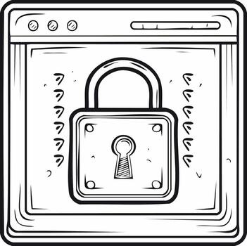 Browser window with padlock symbol for secure online data protection vector