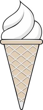 Vanilla ice cream cone with a waffle design on a white background vector