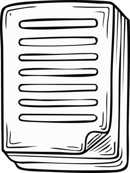 dibujado apilar de forrado papel con redondeado esquina, bosquejo estilo ilustración vector