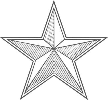 Five Point Star Etched Hatching Pattern Textured Shape vector