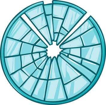 agrietado circular hielo fragmento con dentado bordes vector