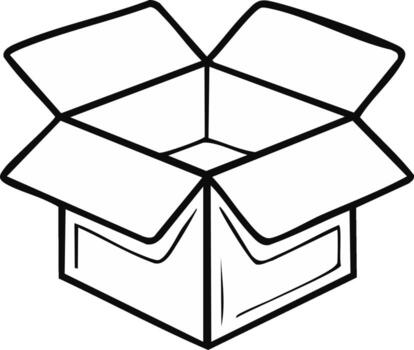 Simple line art illustration of an open empty cardboard box for delivery and storage vector