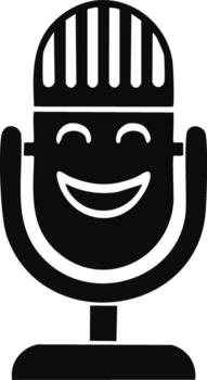 Smiling Microphone Icon Expressing Laughter and Joyful Sound Recording vector