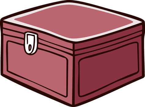 Closed maroon cartoon box with a simple latch container storage decorative object vector