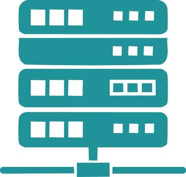estilizado servidor pila. turquesa datos centrar estante. Internet y hospedaje hardware red vector