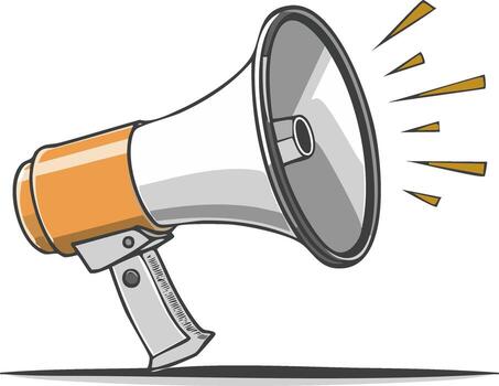 Loudspeaker megaphone with sound waves broadcasting an important message vector