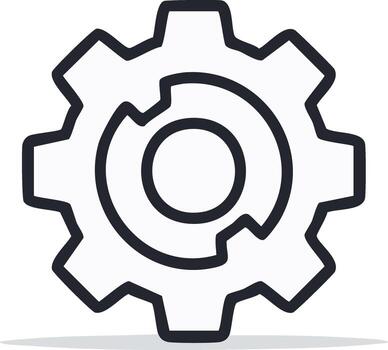 Minimalist gear icon representing settings, mechanics, and process vector