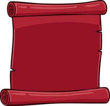 Cartoon red scroll parchment mockup template for messages, letters, or ancient maps vector