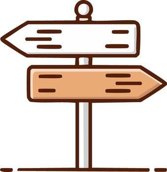 dibujos animados señalizar con flechas señalando en opuesto direcciones para navegación vector