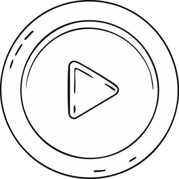 minimalista negro y blanco jugar botón gráfico para medios de comunicación solicitud icono vector