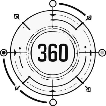 360 Degree Panoramic View Circular Interface Compass Graphic Technology Concept vector