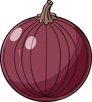 Stylized red onion illustration showing detailed texture and graphics vector
