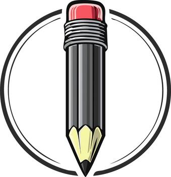 Classic Graphite Pencil with Red Eraser and Sharpened Tip Icon vector