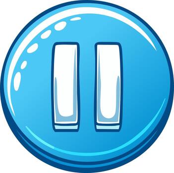 azul lustroso pausa botón icono para digital interfaces y medios de comunicación jugadores vector