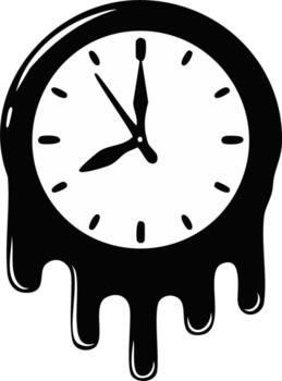 Melting Clock Graphic Showing Passage of Time with Dripping Liquid Design vector
