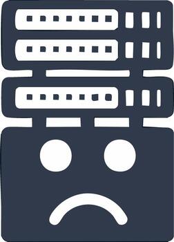 Sad Server Stack Cartoon Symbol Upset Data Center Outline Icon vector