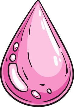 Vibrant pink liquid drop or teardrop in playful cartoon style with shiny reflections vector