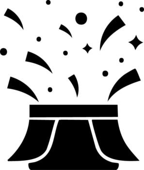 Festive party popper icon exploding with confetti, streamers, and glittering stars vector