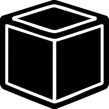 Black and White Illustration of a Solid Cube Form with Rounded Corners vector
