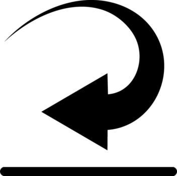 Black arrow pointing left and curved, icon vector