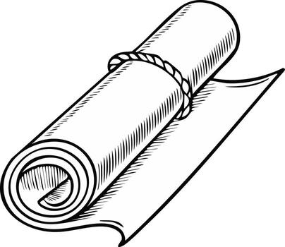 Illustration of a rolled parchment with a rope binder displaying manuscript or scroll vector
