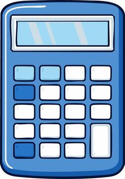 Digital calculator illustration with display and number buttons in a simple flat cartoon style perfect for graphic design projects vector