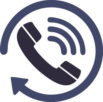 Phone handset icon with arrow and sound waves, call back, communication concept vector