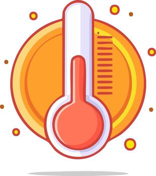 Thermometer shows high temperature with warm colors and glow effect vector