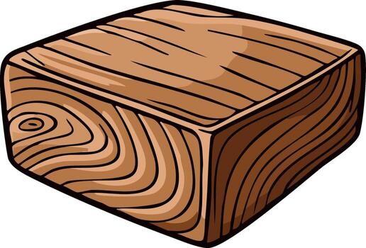 Stylized Wooden Block Illustration Showing Grain Pattern for Visual Texture vector