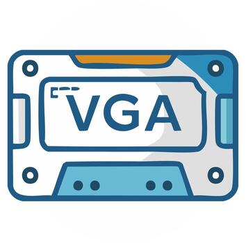 Isolated cartoon illustration of a retro VGA graphics array port connector for computer hardware vector