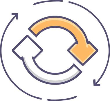 Illustration of a cycle, arrows and rotation symbols for design elements vector