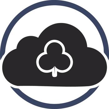 digital nube informática icono con jugando tarjeta club traje símbolo vector