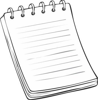 Illustration of blank lined notepad with spiral binding ready for notes vector