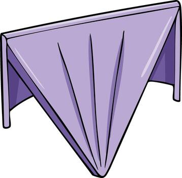 illustration of a purple fabric draped and folded into a triangular shape elegant table napkin design vector