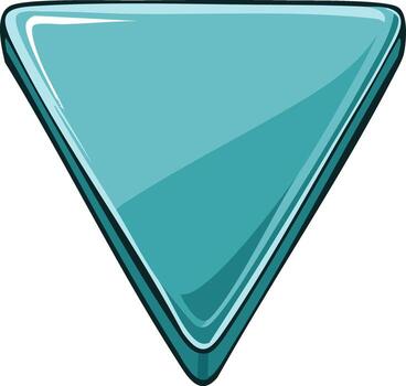 brillante verde azulado triángulo forma con lustroso superficie y oscuro contorno vector