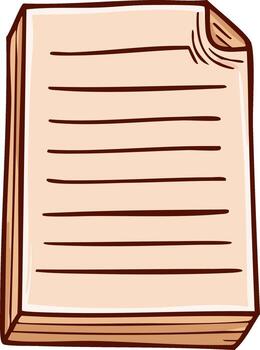 Cartoon style illustrated notepad or writing pad of stacked pages with lines for notes vector