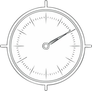 Simple compass dial with hand pointing north east symbolizing direction and navigation vector