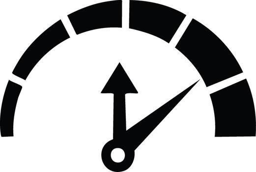 Performance speed gauge meter icon with two pointers and semicircular measurement scale vector