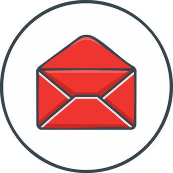 rojo sobre icono en circulo marco, letra símbolo para mensajería y comunicación vector