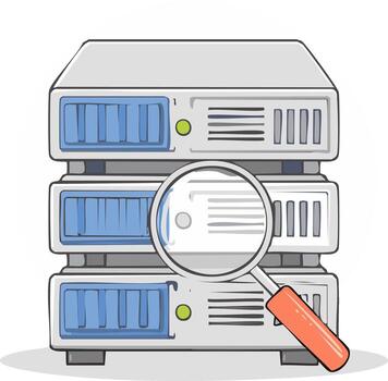 aumentador vaso inspeccionando un datos servidor apilar para información examen vector
