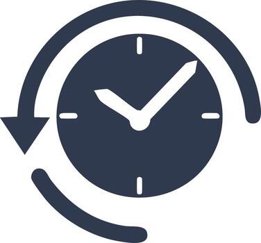 Clock with Rotating Arrow Demonstrating Time Loop or Repetition vector