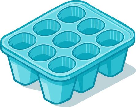 Isometric view of a blue ice cube tray on a white background vector