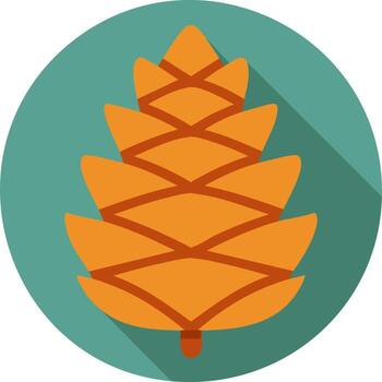Stylized pinecone flat design icon with long shadow effect forest nature symbol vector