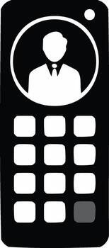 Stylized Mobile Phone Interface with Buttons and User Profile Picture Icon App vector