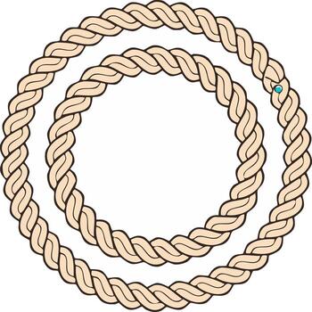 Circle illustration of rope. Twisted rope forming round shapes and lines. Decorative framework with ropes vector