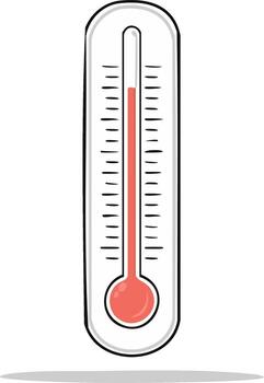 Thermometer with red liquid and measurement marks for temperature indication vector