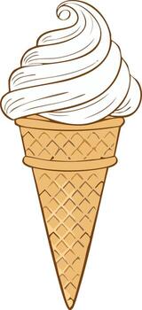 Soft Serve Ice Cream Cone With Vanilla Swirl vector