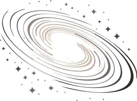 Swirling Galaxy with Stars and Orbital Paths - Abstract Space Design vector
