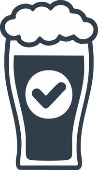 Pint of Beer with Foam and a Checkmark Icon, Approval Symbol on Drink vector