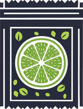 Dark Pack with Lime Slice Design Refreshing Flavor Product Container Graphic vector